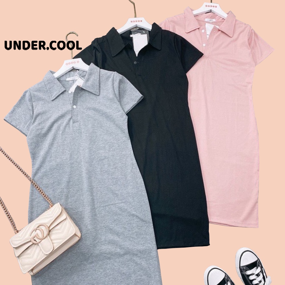 Váy polo undercool dáng suông cổ sơ mi chất cotton co giãn