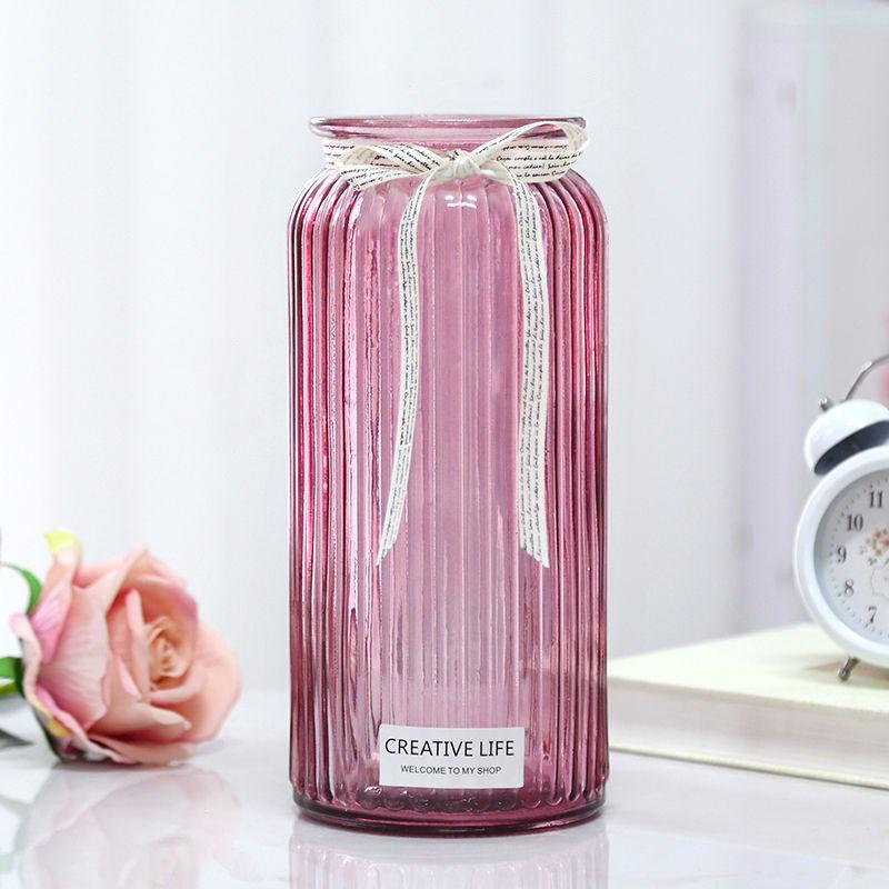 Bình hoa thủy tinh lọ hoa pha lê trang trí bàn làm việc nghệ thuật phong cách làm quà tặng 24 cm