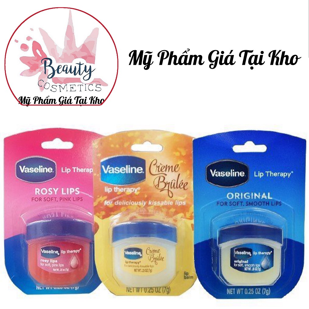 Sáp Dưỡng Môi Mềm Mịn Vaseline Original/ Rosy Lips 7g ( DATE MỚI)