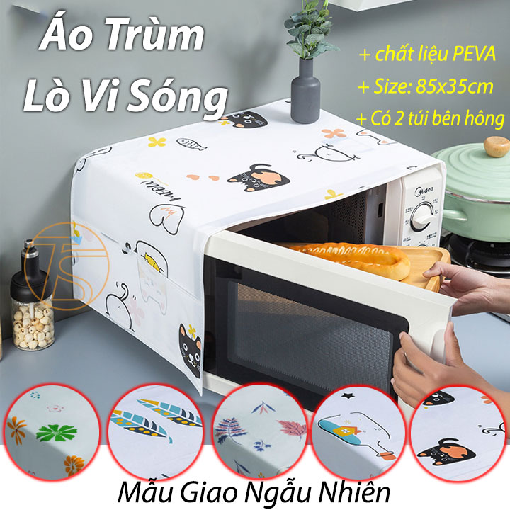 Áo trùm lò vi sóng nhiều ngăn kích thước 85x35 cm - Vải pera 2 lớp dày chóng rách - Tấm che đậy phủ lò vi sóng