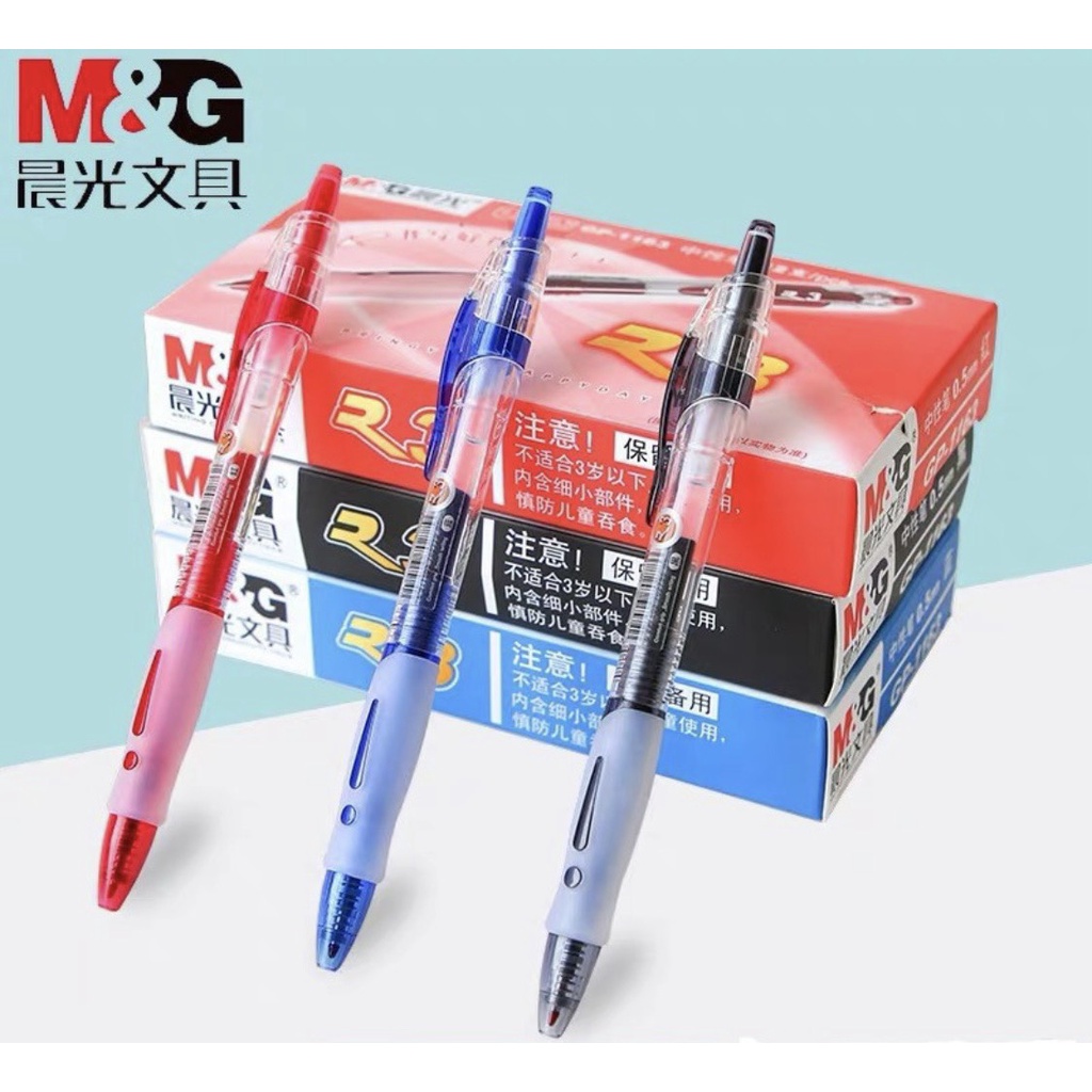 Hộp 12 cây bút bi nước béo M&G GP1163 0.5mm[chính hãng]-có ruột thay thế
