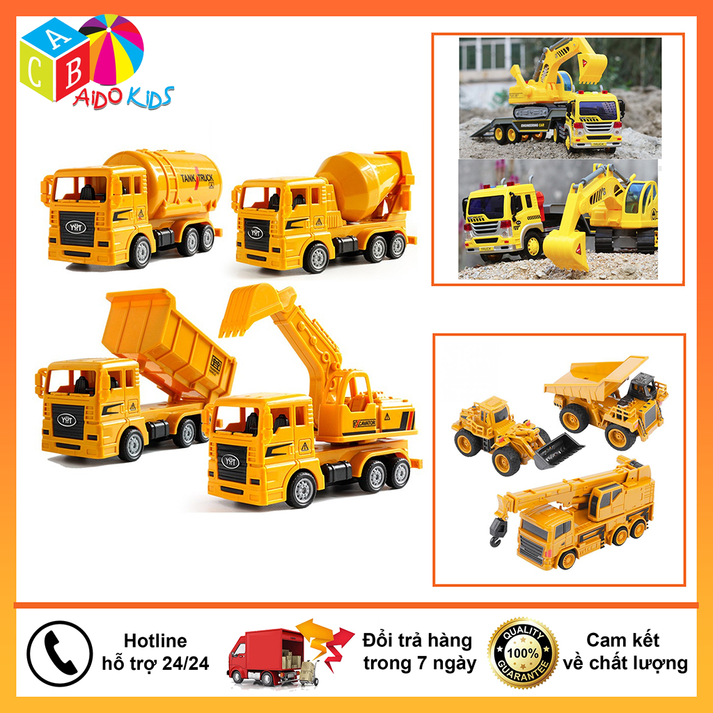 [COMBO 4 XE] Đồ chơi trẻ em xe mô hình bộ 4 xe xây dựng, đồ chơi xe nhiều chi tiết tăng thông minh tăng khả năng nhận thức trẻ em AKO CB2800