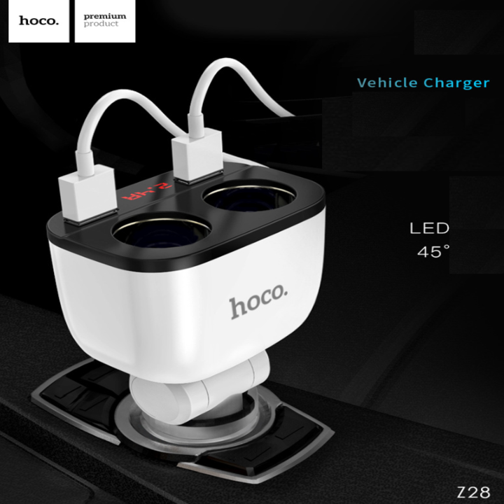 [LOẠI XỊN] Tẩu sạc oto hoco Z29 - củ sạc 2 cổng 2.4A có đèn led hiển thị - tẩu sạc nhanh cho oto- Hỗ Trợ Sạc Nhanh, Hàng Chính Hãng
