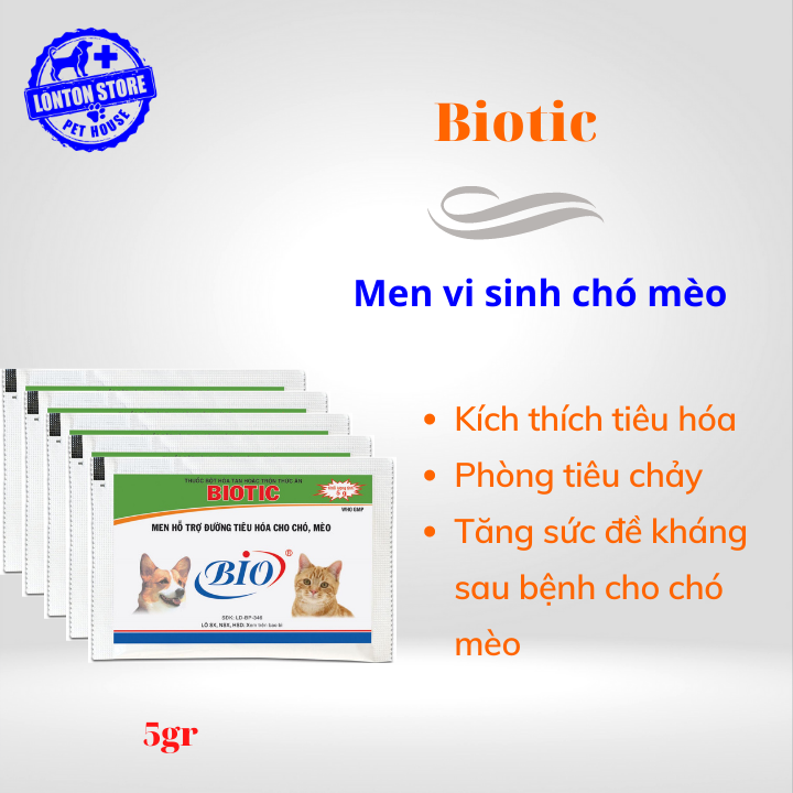 Bio biotic - combo 5 gói men tiêu hóa hỗ trợ đường tiêu hóa cho thú cưng-lonton shop & bio