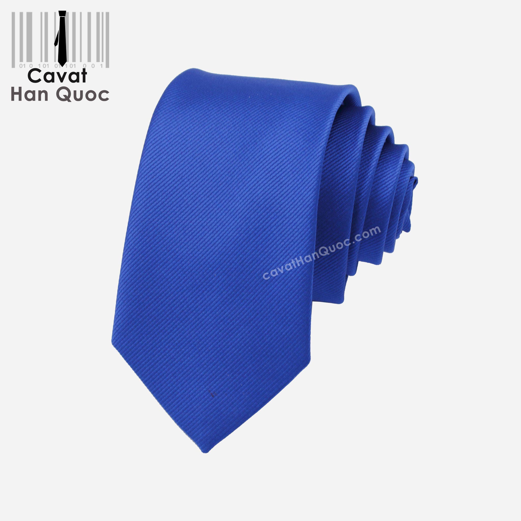 Cà vạt xanh dương gân tăm cao cấp bản nhỏ