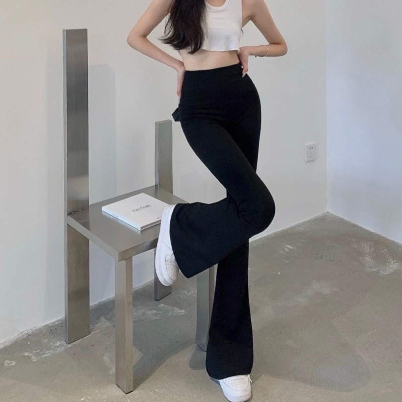 Quần ống loe lưng thun ôm body siêu hack dáng q6 / quần legging nữ ống loe