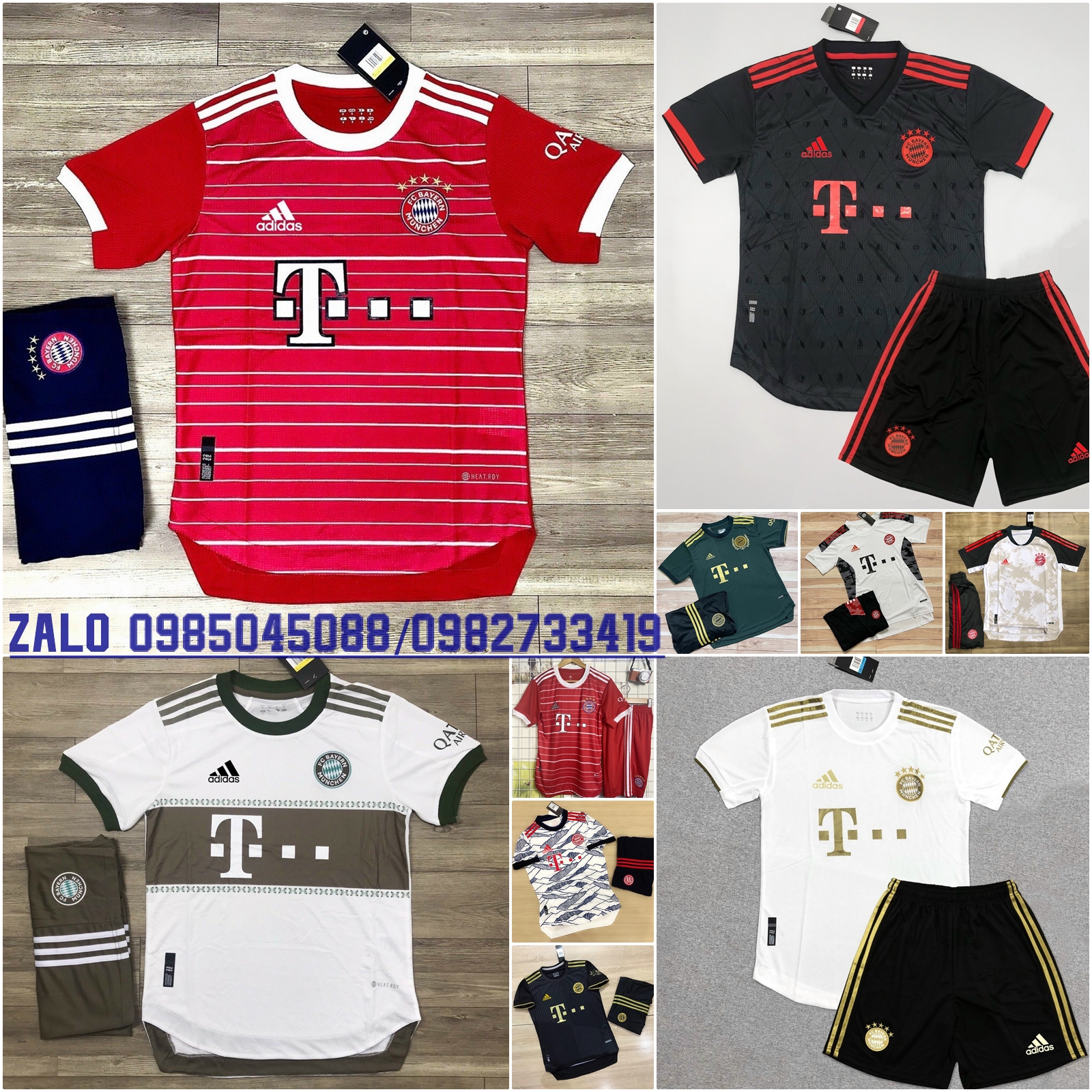 ÁO BÓNG ĐÁ/QUẦN ÁO THỂ THÁO CÂU LẠC BỘ Bayern Munich-VẢI GAI THÁI CAO CẤP