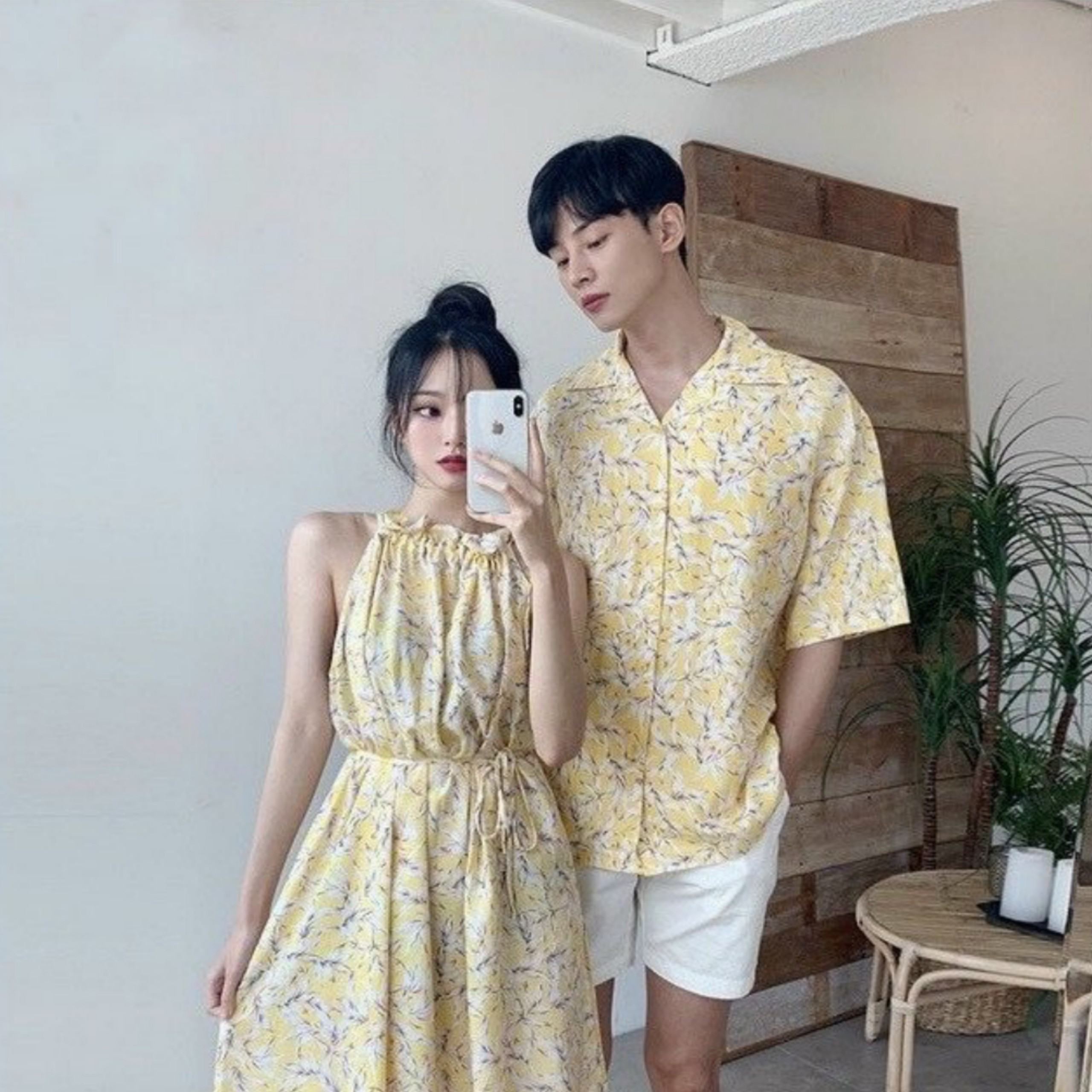 Áo đôi áo cặp 🎀FREESHIP🎀 Set váy áo sơ mi đôi sọc nam nữ chất đẹp màu kem  AV174 (có ảnh thật) | Shopee Việt Nam