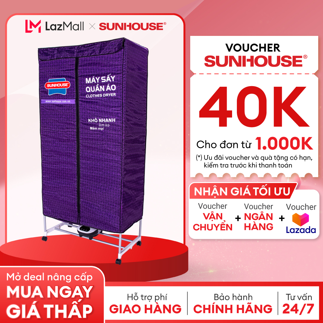 Máy sấy quần áo sunhouse shd2707 - kiểu dáng, gọn nhẹ, thông minh - sấy khô nhanh chóng, tiết kiệm thời gian - hàng chính hãng