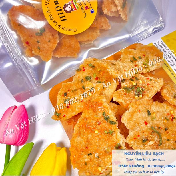 Cơm cháy mắm hành loại bể giòn tan 500gr Ăn vặt HiDu vừa ngon vừa rẻ