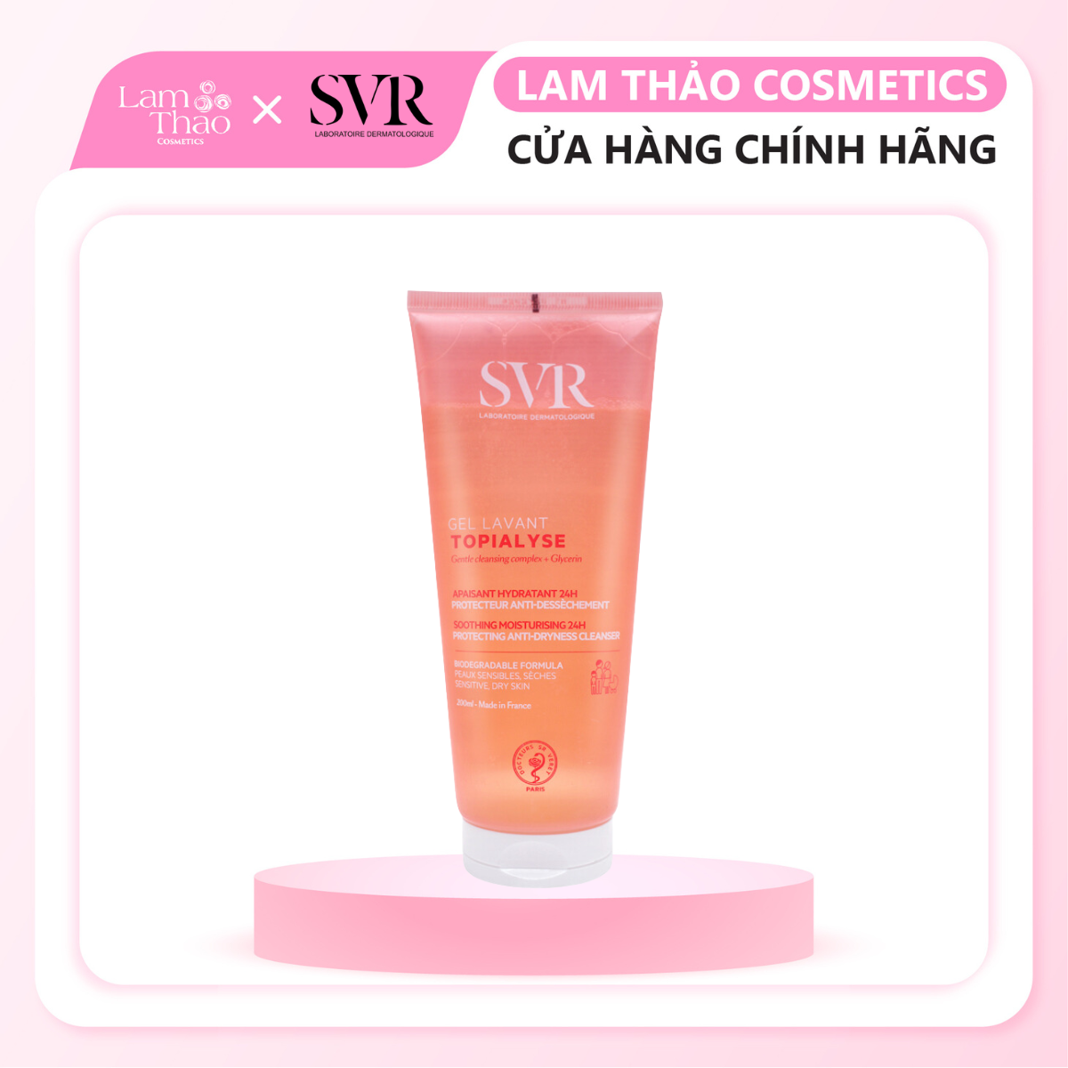 Gel dưỡng ẩm và làm sạch da mặt svr topialyse gel lavant
