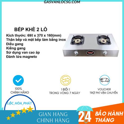 Bếp khè mặt inox 2 lò -bếp khè
