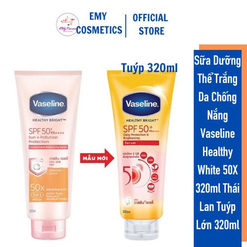 Sữa Dưỡng Thể Trắng Da Chống Nắng Vaseline Healthy White 50X 320ml Thái Lan Tuýp Lớn 320ml