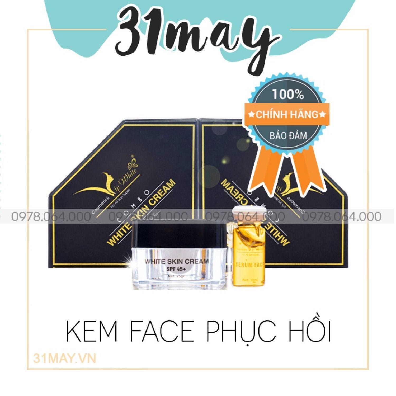 Kem face phục hồi giảm mụn nám vip white chính hãng