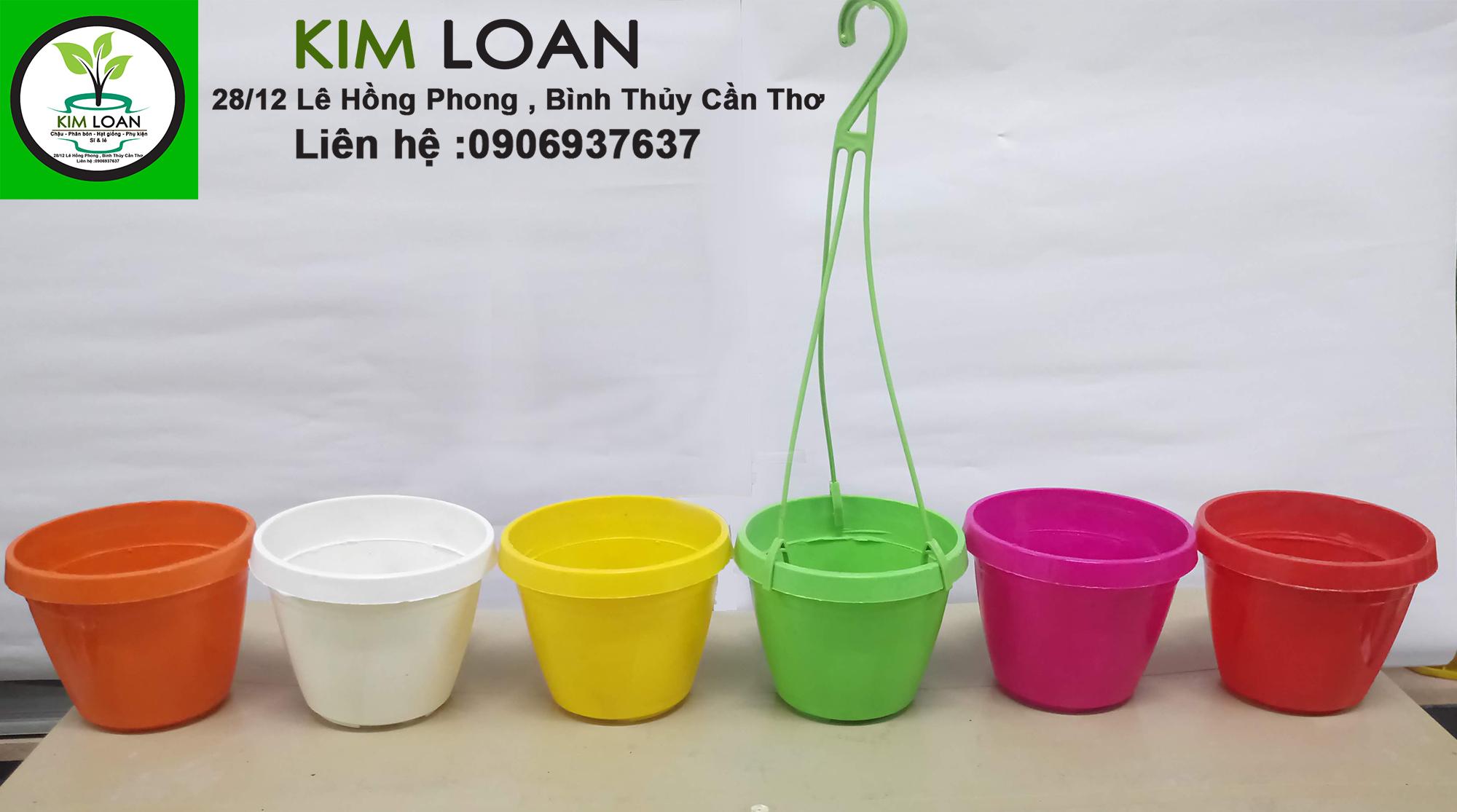 Combo 6 chậu nhựa treo tròn mini kèm dây treo đường kính 11x9cm