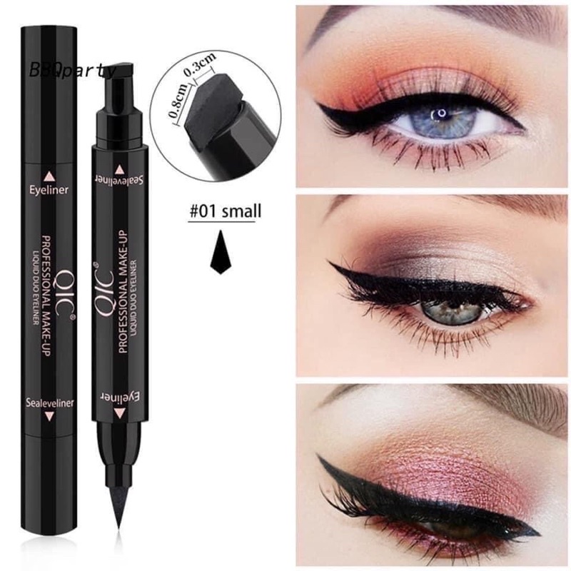 Bút dạ kẻ mắt 2 đầu QIC dạ kẻ mắt chống nước kẻ mắt dạ bút kẻ viền mắt nội địa Trung kẻ mắt nước 2 đầu