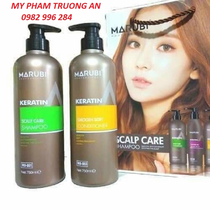 Cặp dầu gội xả Marubi keratin collagen siêu mượt 750ml dành cho mọi loại tóc siêu dưỡng