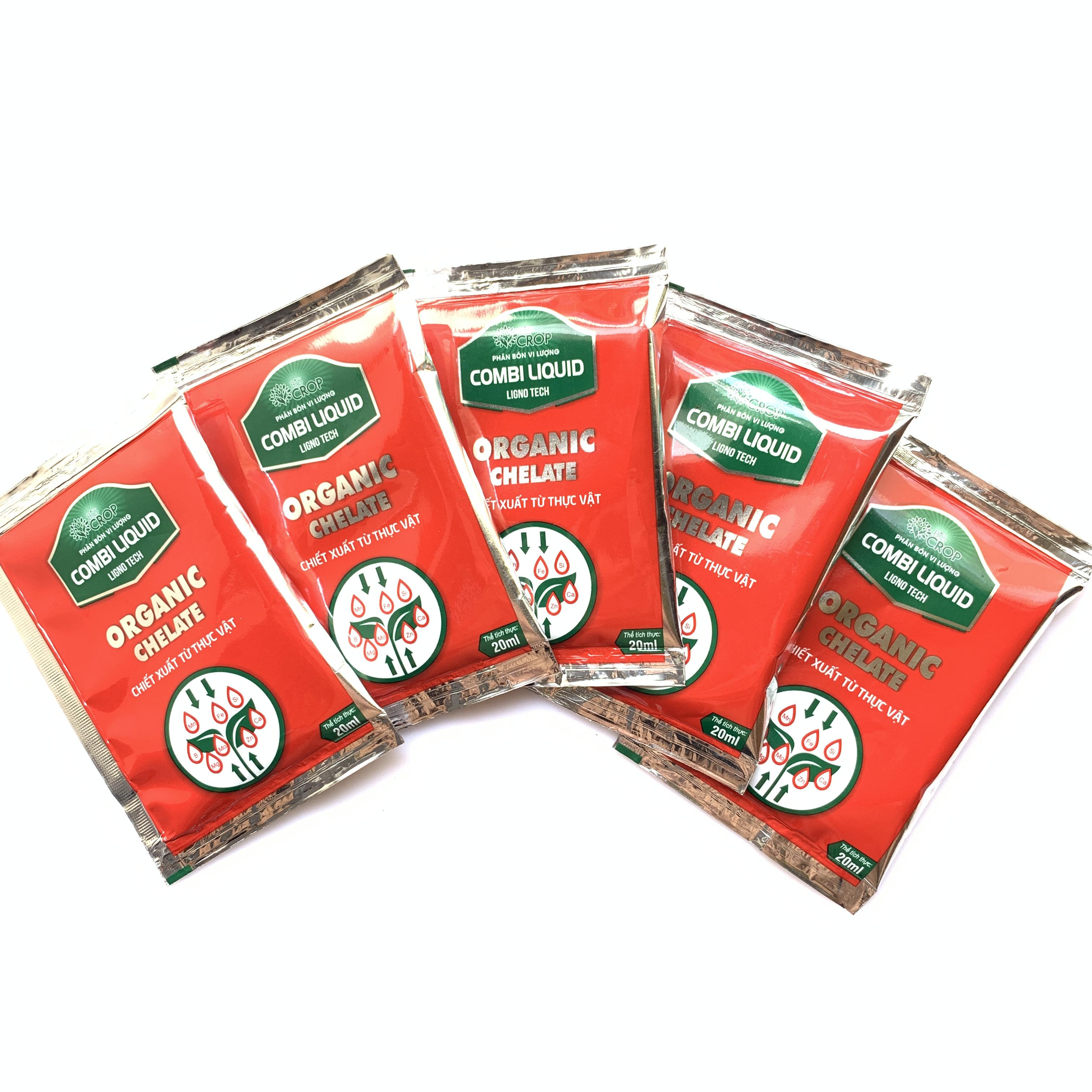 Combo 5 gói Phân bón vi lượng Combi Liquid Organic Chelate chiết xuất từ thực vật gói 20ml. phan bon vi luong tu thuc vat