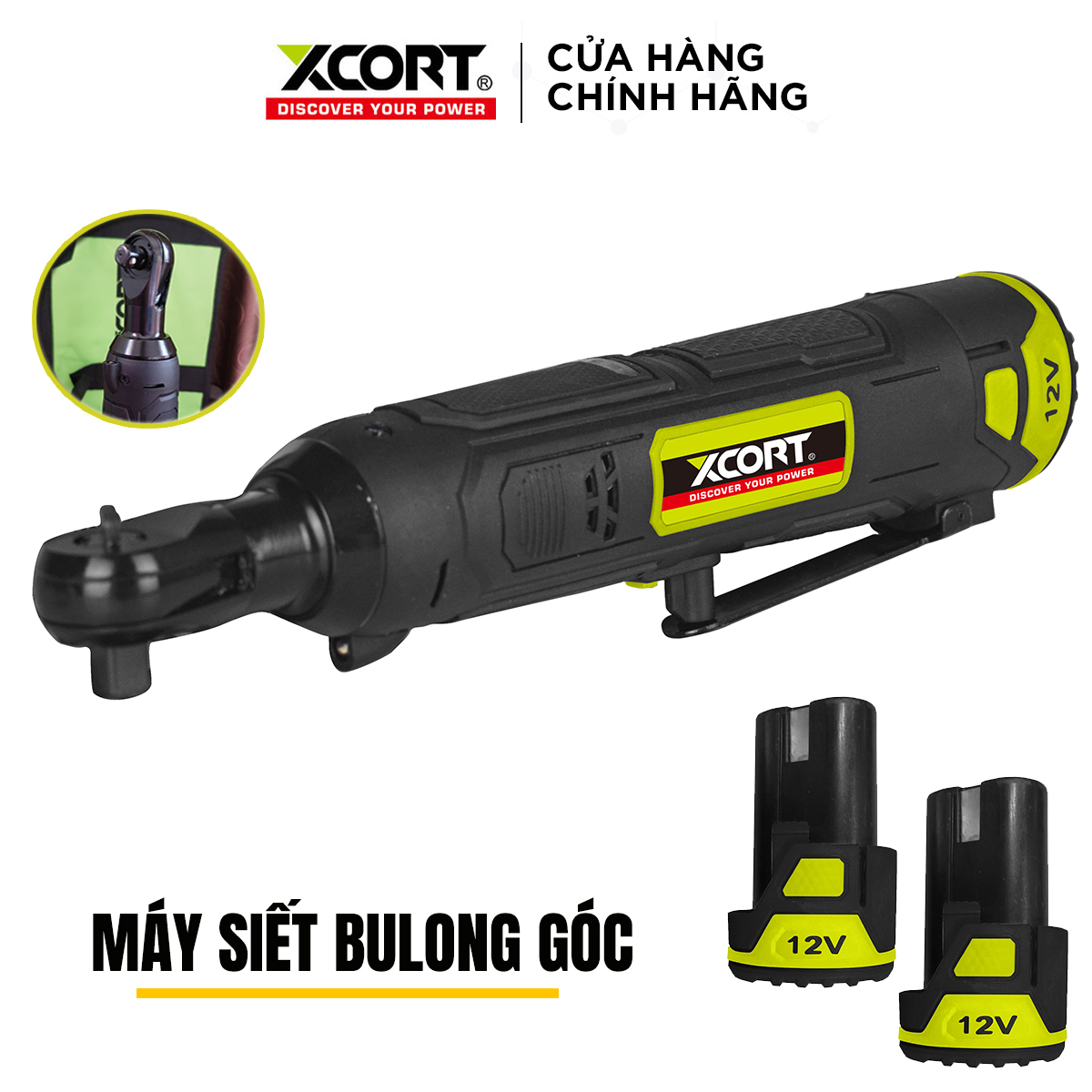 Máy siết bu lông - Máy siết bu lông góc Kèm 2 Pin 12V XCORT Máy cực khỏe