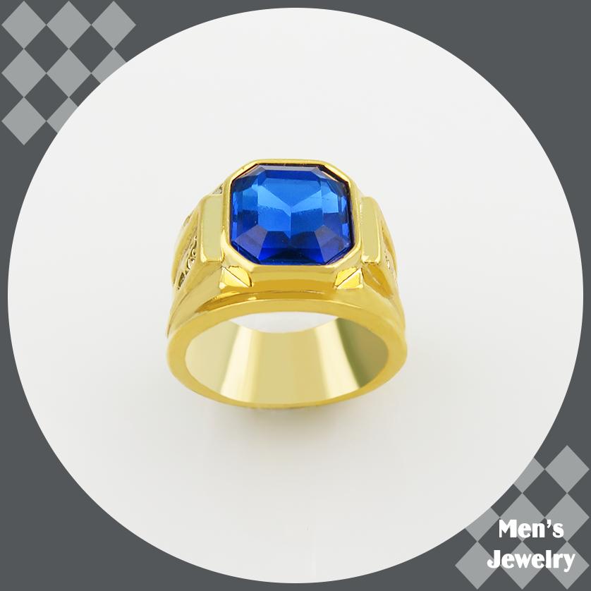 Nhẫn Nam Mạ Vàng Mặt Đá Vuông Sang Trọng Lịch Lãm NVXD