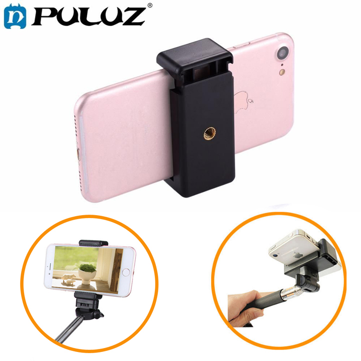 Puluz - Khung kẹp giữ điện thoại 2 ốc mút đệm đỡ điện thoại 2 chiều ngang dọc gắn lên tripod (có mút đệm lưng chống trầy điện thoại)