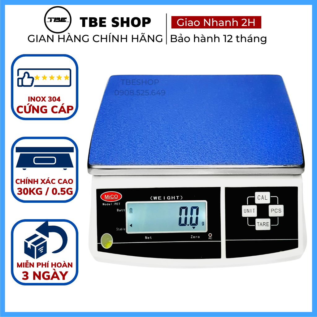 Cân Điện Tử 30kg 0.5g Mico Tính Năng Đếm Số Lượng Độ Chính Xác Cao Phù Hợp Cân Hàng Hóa Bảo Hành 1 Năm ( Màu trắng )