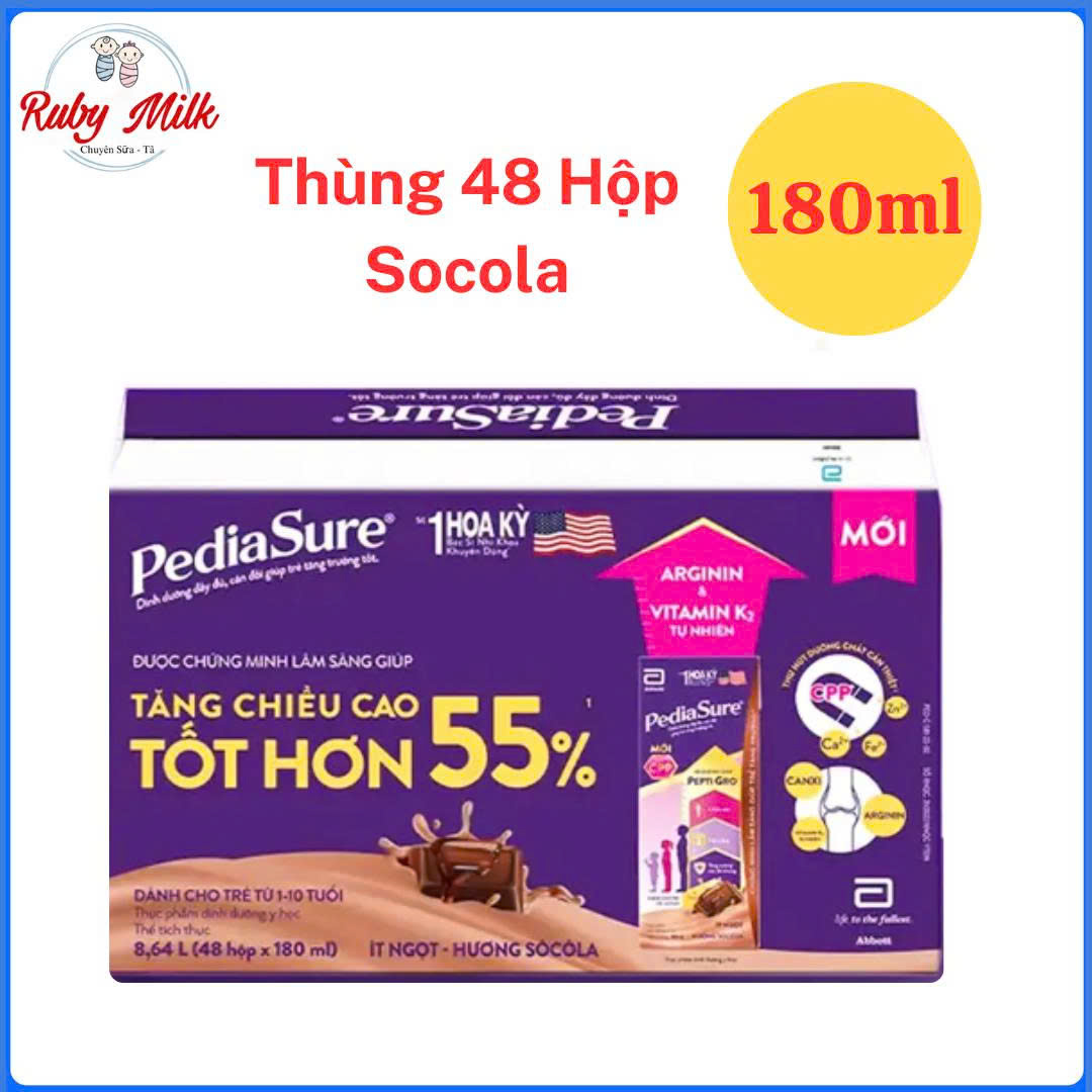 Thùng 48 Hộp Sữa Pha Sẵn Pediasure Socola 180ml