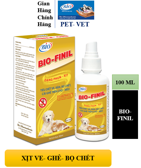 Bio-finil 100ml, diệt sạch ve-ghẻ-bọ chét chó mèo. hiệu quả với ve- bọ chét