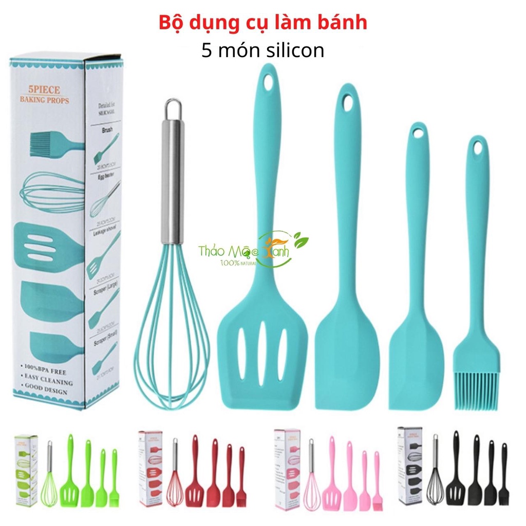 Bộ dụng cụ làm bánh 5 món silicon phới làm bánh
