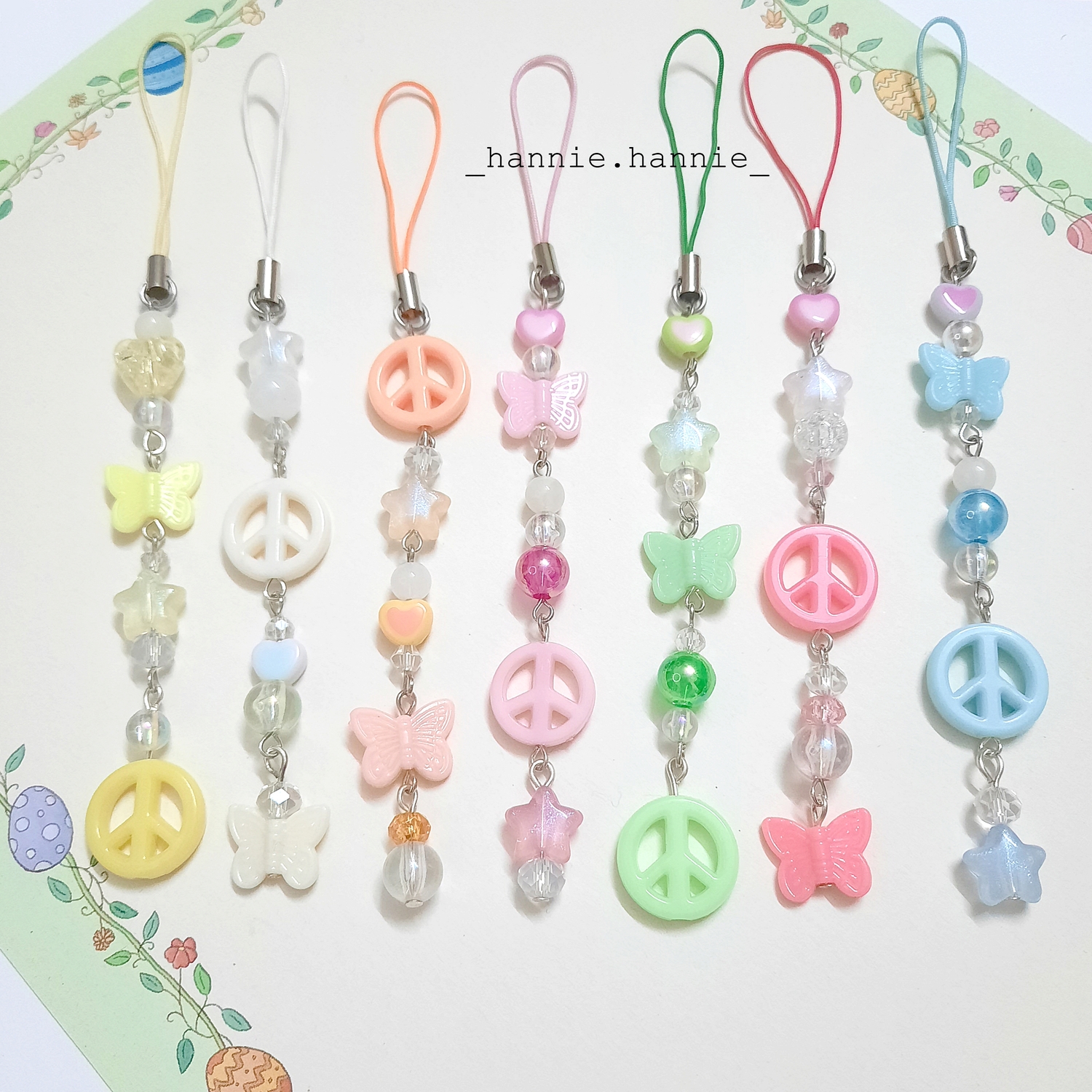 Móc khóa hạt nhựa - Dây phụ kiện dây treo túi xách balo chìa khóa điện thoại handmade