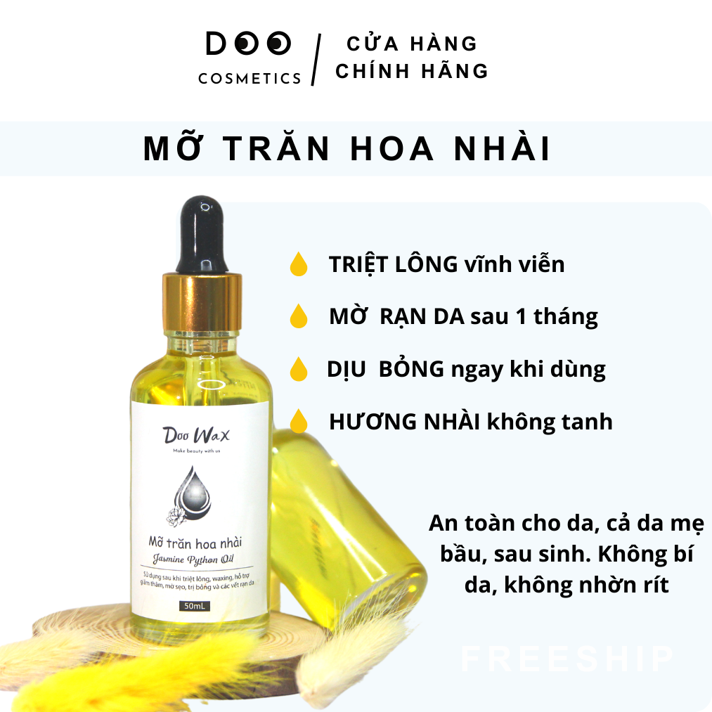 30mL Mỡ trăn hoa nhài triệt lông, mờ rạn, dịu dỏng thơm hương nhài Doowax