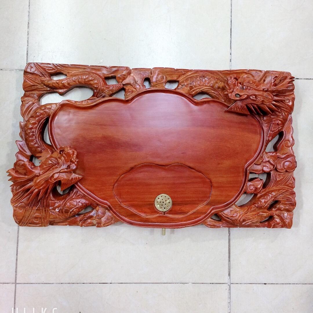 Khay trà gỗ song long