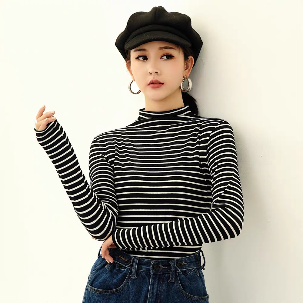 Ms322 áo giữ nhiệt cổ 3p kẻ ngang