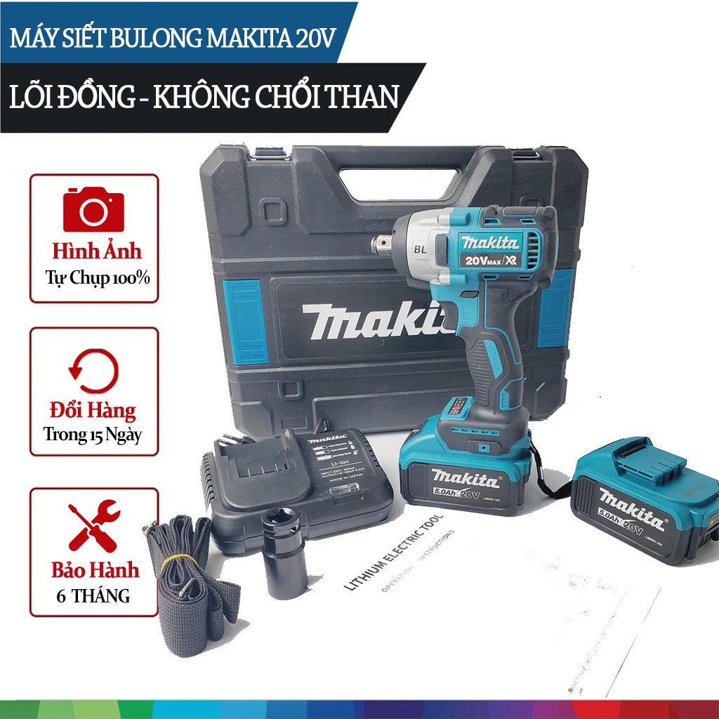 [ Loại 1 Cao cấp ] Máy Siết Bulong Pin Makita 20V - 380Nm Không Chổi Than  Lõi Đồng - Máy Khoan Tường, Khoan gạch, Bắn vít, Khoan Gỗ