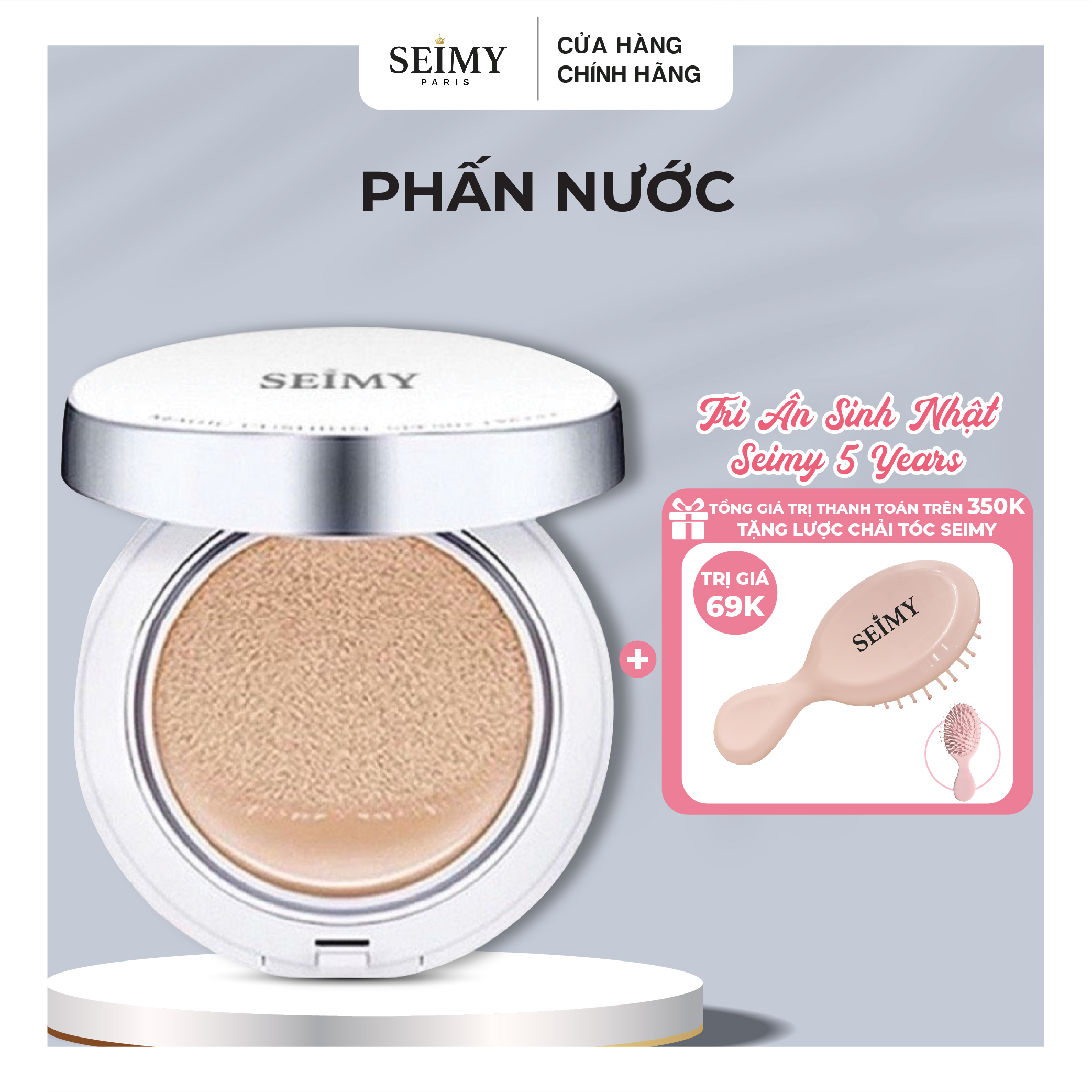 Phấn nước SEIMY Top Skin Perfect Cushion che khuyết điểm, kháng nước, lâu trôi, dưỡng trắng da SPF 50+