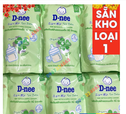 Nước rửa bình sữa dnee organic dạng túi date mới nhất dạng túi 600ml combo chai +túi