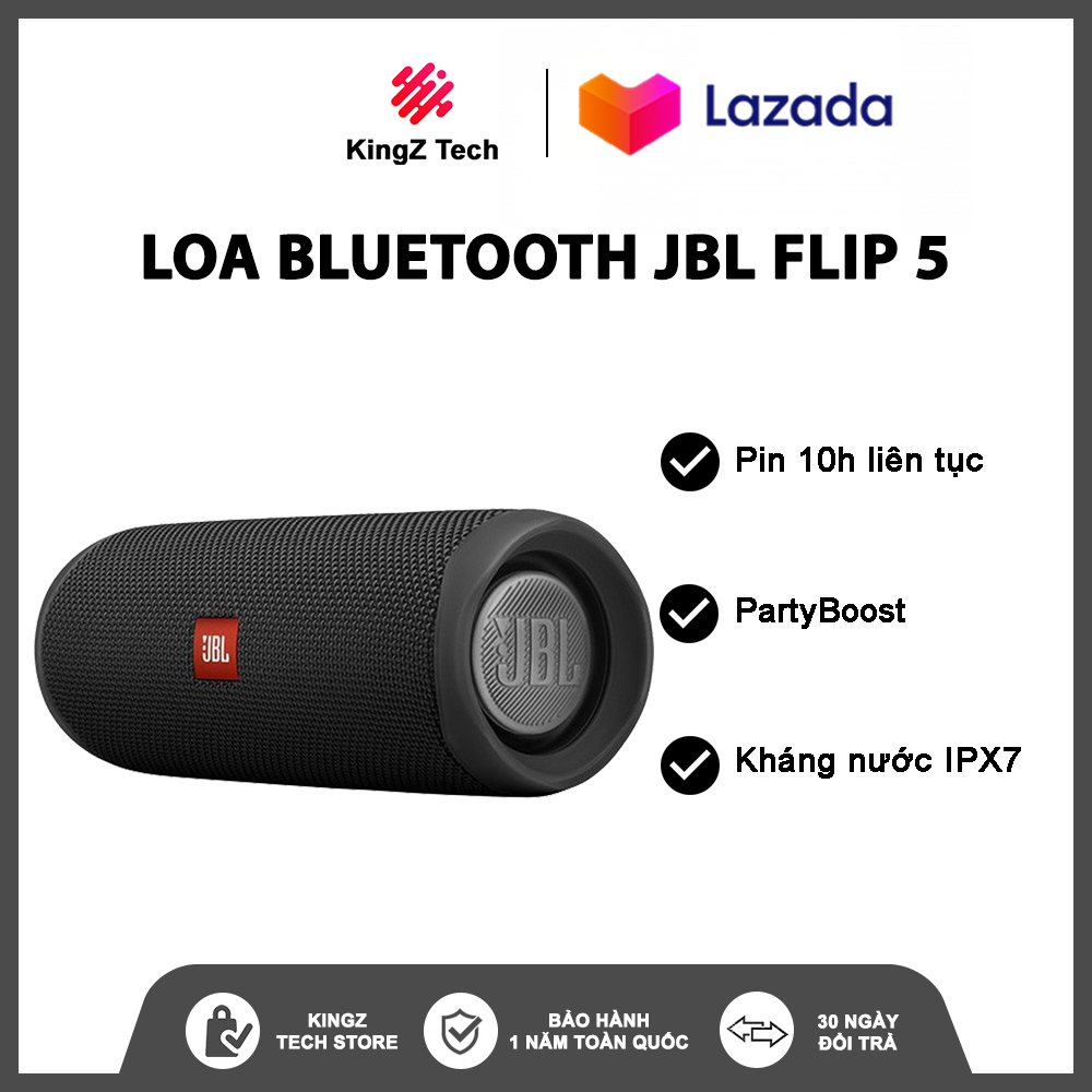 Loa Bluetooth di động JBL Flip 5 Chính Hãng - Chống Nước IPX7 - Sạc Nhanh Type C - Dung lương 4800mAh chơi nhạc đến 12h - loa bluetooth karaoke - loa máy tính - Công Suất Lớn 20w - Soundclear Audio - Bảo Hành Chính Hãng 12 Tháng Toàn Quốc