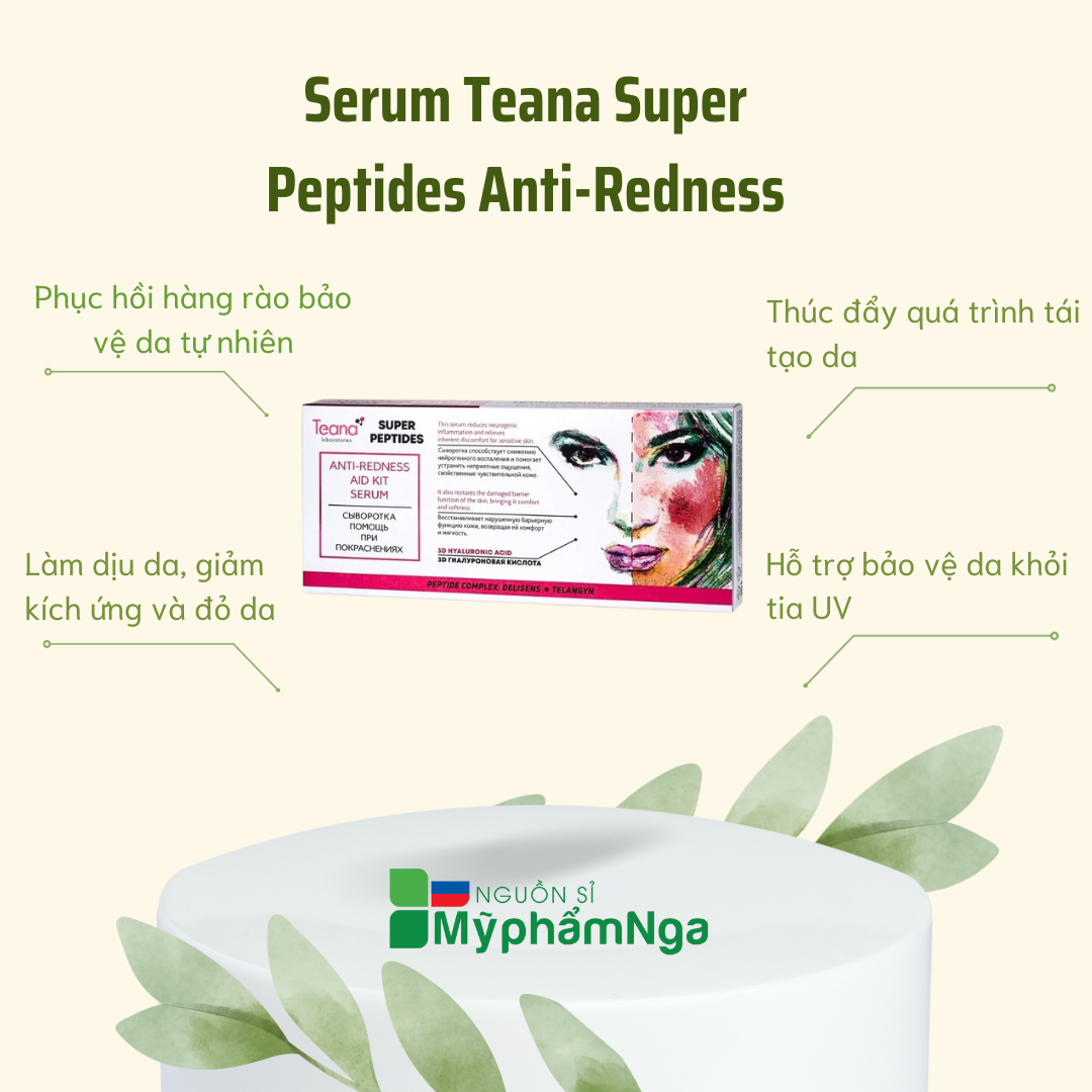 Serum TEANA SUPER PEPTIDES ANTI REDNESS AID KIT SERUM loại bỏ mụn sưng phục hồi da