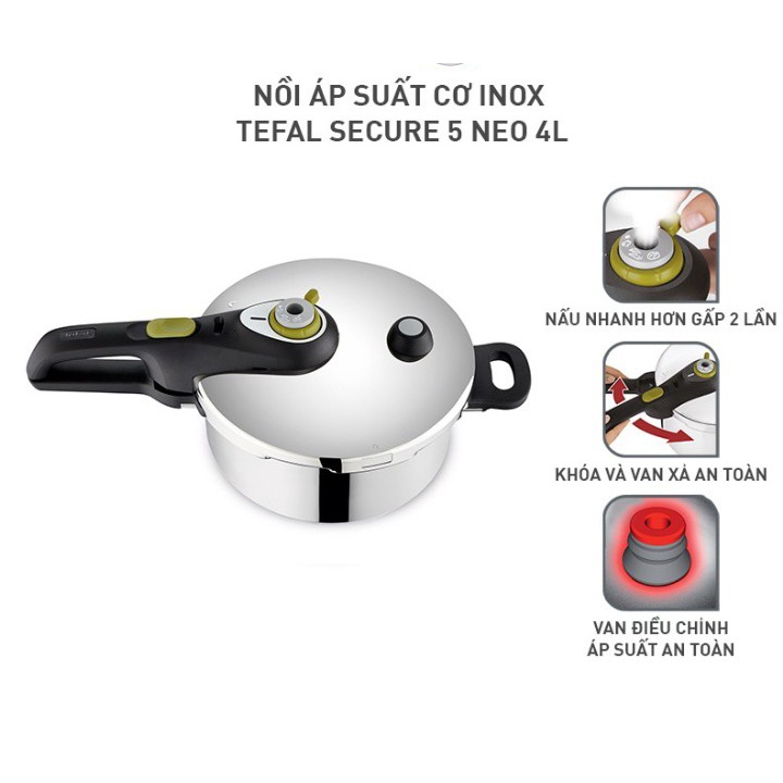 Nồi áp suất cơ tefal secure 5 neo p2534237 - 4 lít-chính hãng