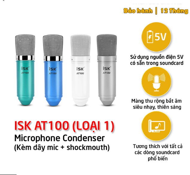 [CAO CẤP] Micro thu âm livestream ISK AT100 Loại 2 - hát karaoke livetream ... thu âm chuyên nghiệp cho bạn âm thanh sống động trong trẻo nghe cực hay. bảo hành 12 tháng