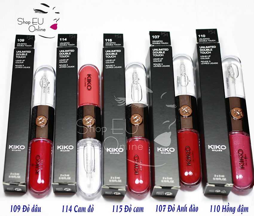 Son kem siêu lì - Son Kiko 2 đầu - Unlimited Double Touch : lâu trôi, không khô môi