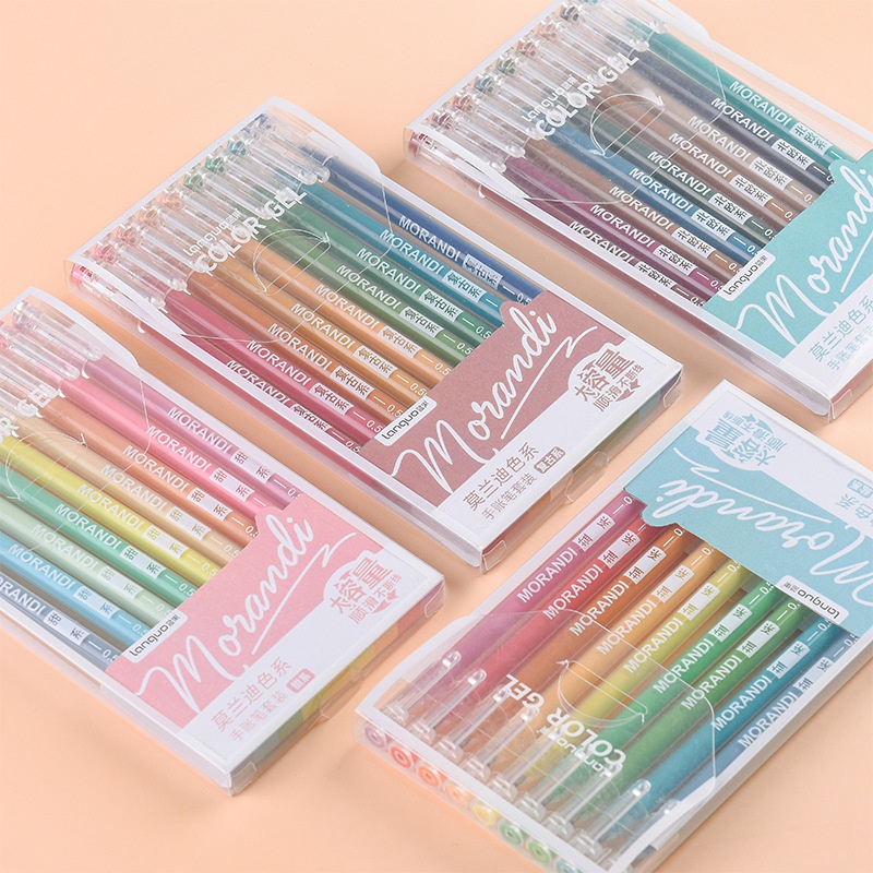 Bút gel màu morandi set 9 màu cao cấp
