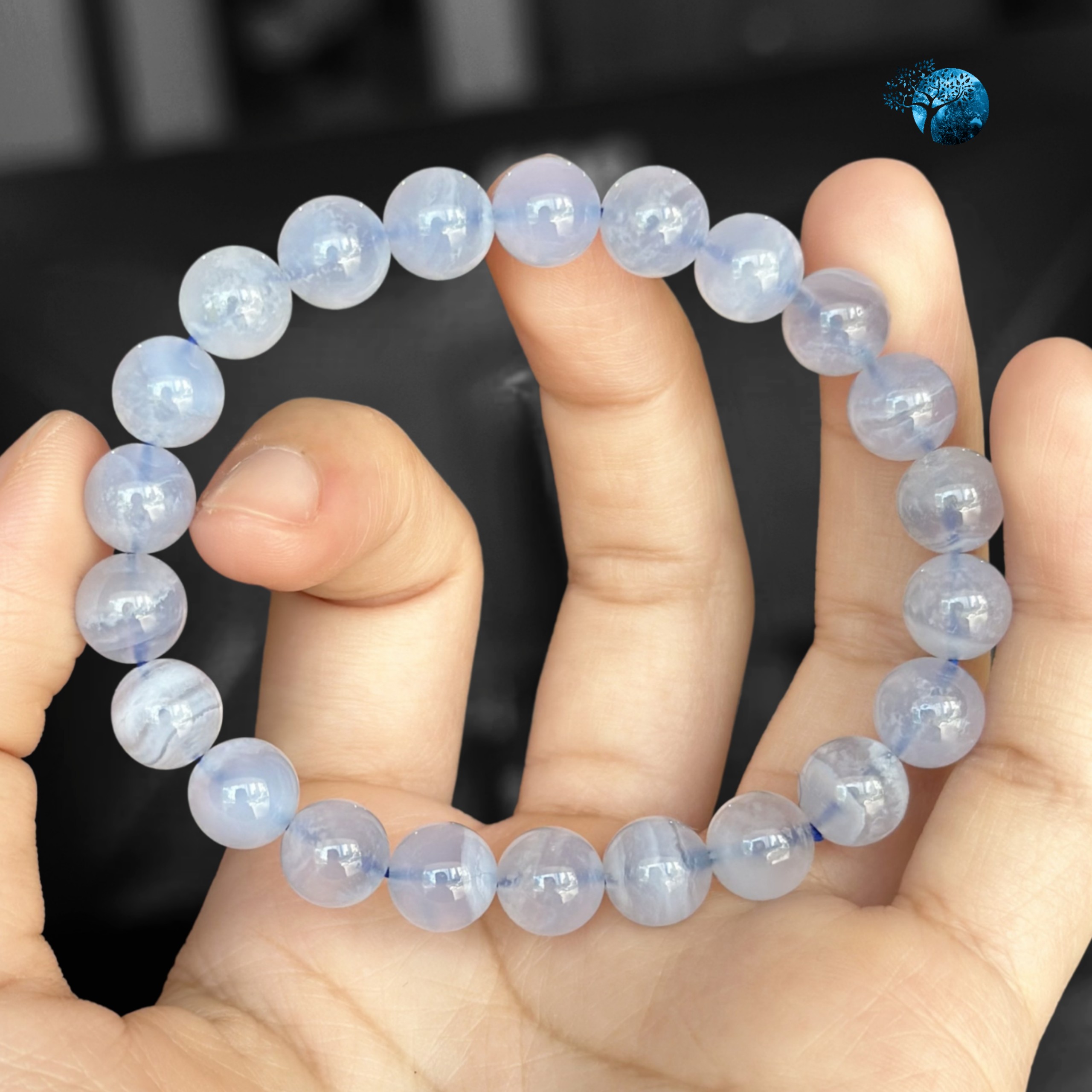 Vòng tay đá blue lace agate 8mm