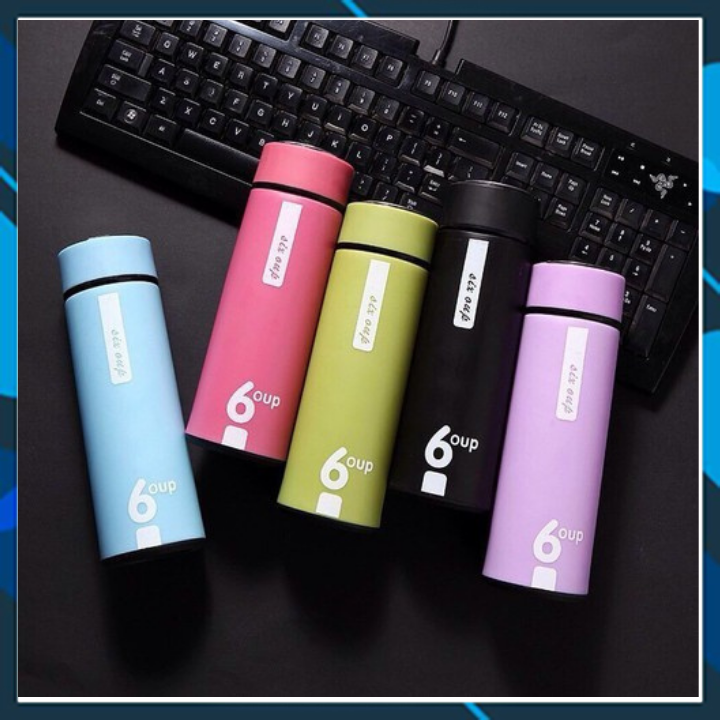 Bình giữ nhiệt 6 up lõi thủy tinh 450ml- bình giữ nhiệt chống nóng- bình giữ nhiệt