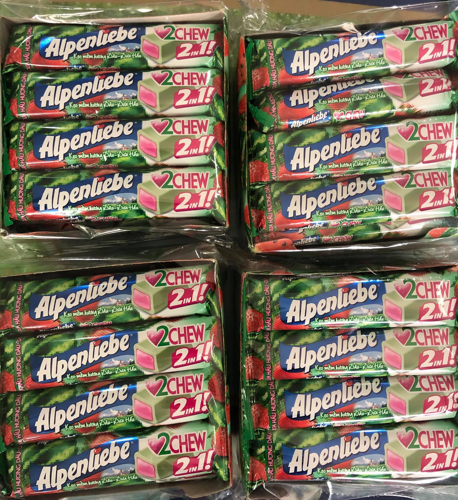 Kẹo Mềm 2 Chew Hương Dâu - Dưa Hấu Alpenliebe 392g (16 thỏi x 24,5g)