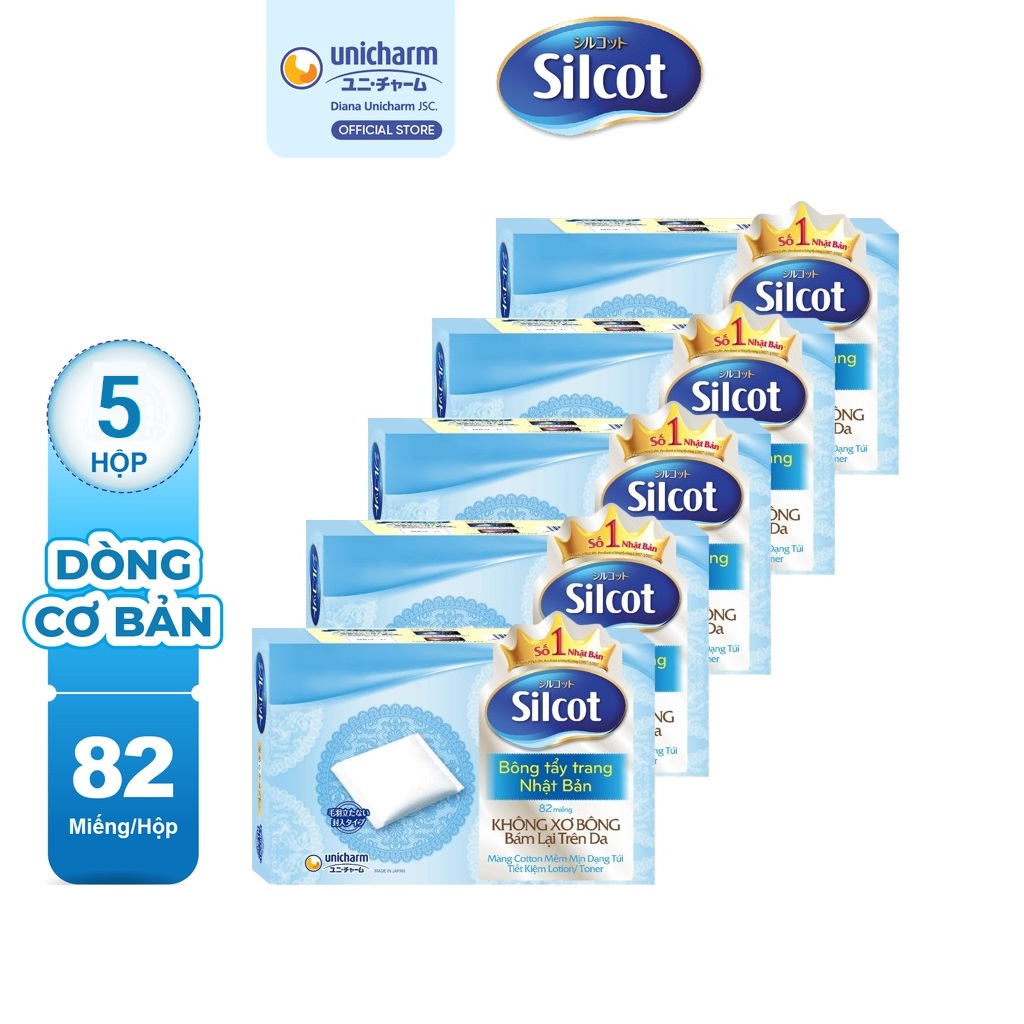 Combo 5 Hộp Bông tẩy trang Silcot cơ bản 82 miếng/hộp