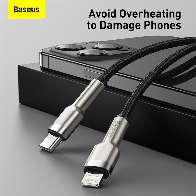 Cáp sạc nhanh Type-C to Lightning Baseus Metal Data , hỗ trợ PD 20W, truyền dữ liệu tốc độ 480Mbps
