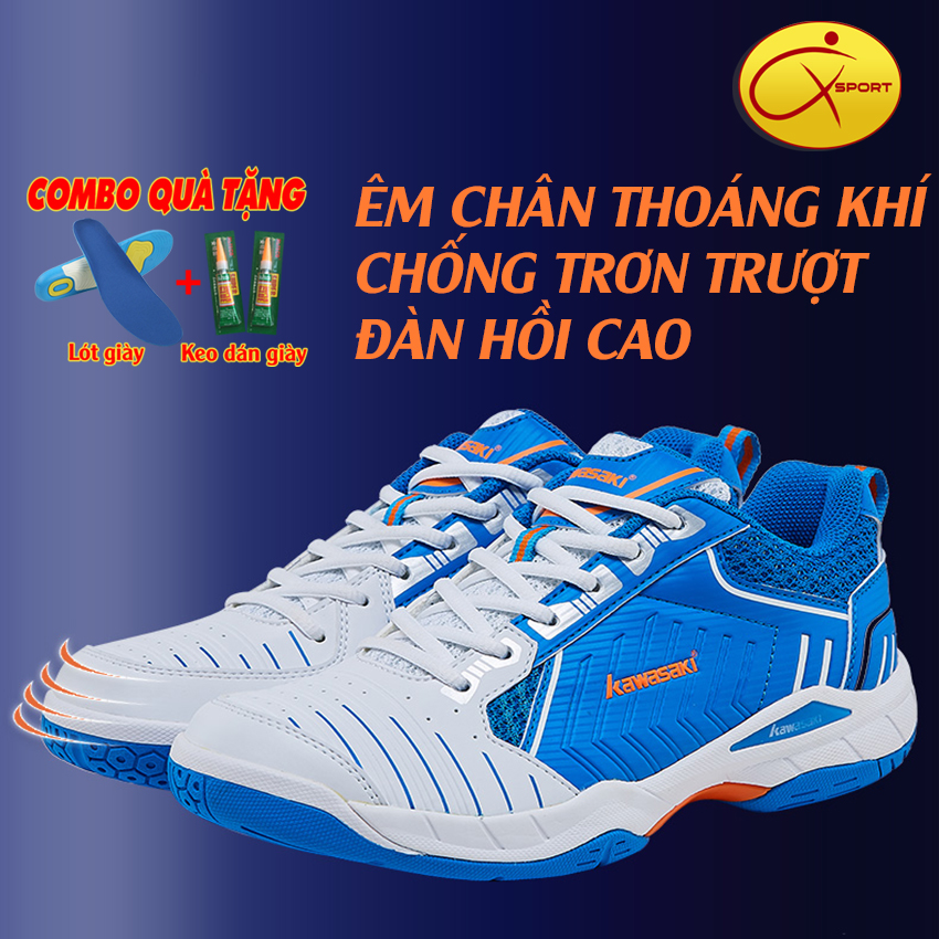 Giày cầu lông Kawasaki K162 đế kếp, chống trơn, chống trượt, ôm chân, bền bỉ- Giày cầu lông nam nữ- Giày bóng chuyền nam nữ- giày thể thao nam nữ