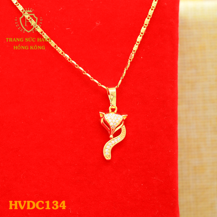 Vòng Cổ Nữ, Dây Chuyền Nữ Mặt Hồ Ly Đính Đá, Titan Xi Mạ Vàng Thật 10k, 18k, 24k Cao Cấp (Không Bị Đen) - Trang Sức Hava Hong Kong Phong Cách Thời Trang