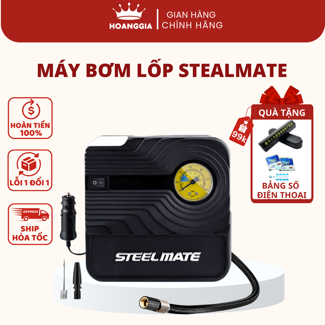 Bơm lốp ô tô – bơm ô tô – chính hãng steelmate p03 cơ, p05 điện tử tự ngắt thông minh bảo hành 12 tháng